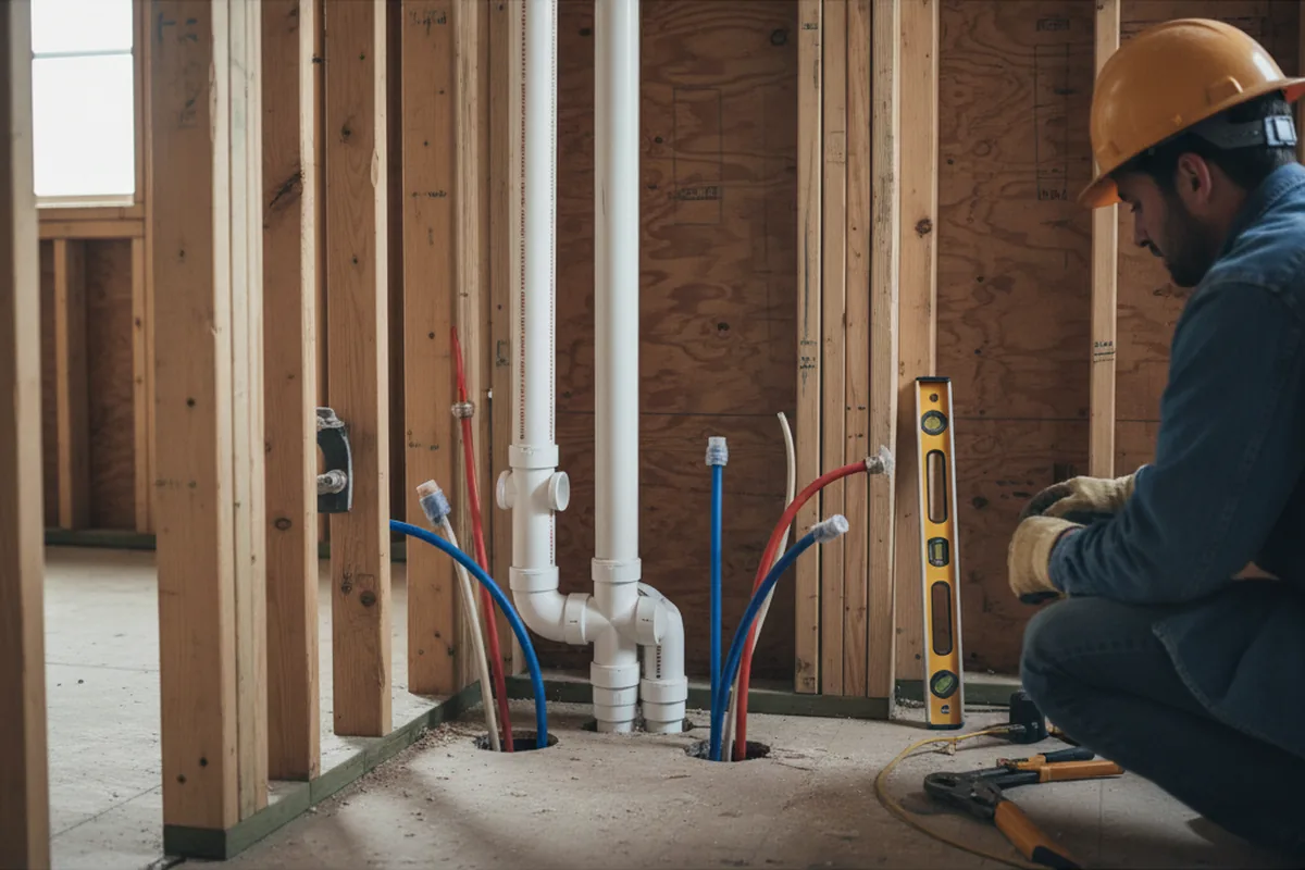 Drain and supply rough-in during Garbage Disposal Repair in Afton